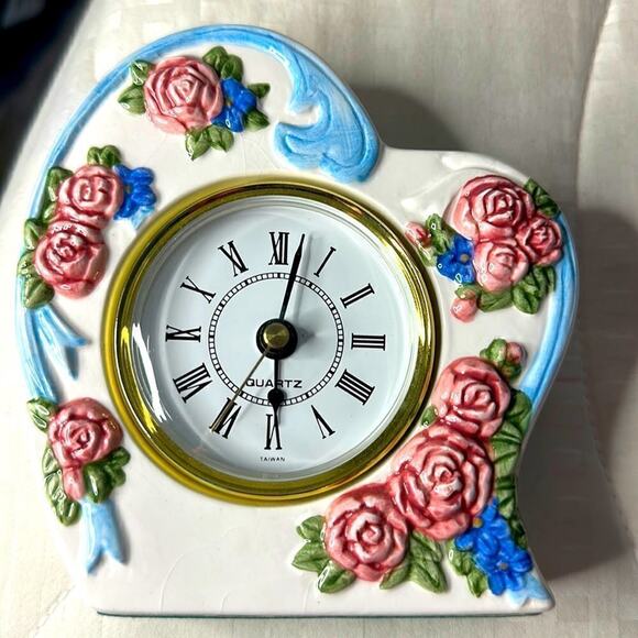 Vintage Quartz Rose Clock Working - Picture 1 of 8